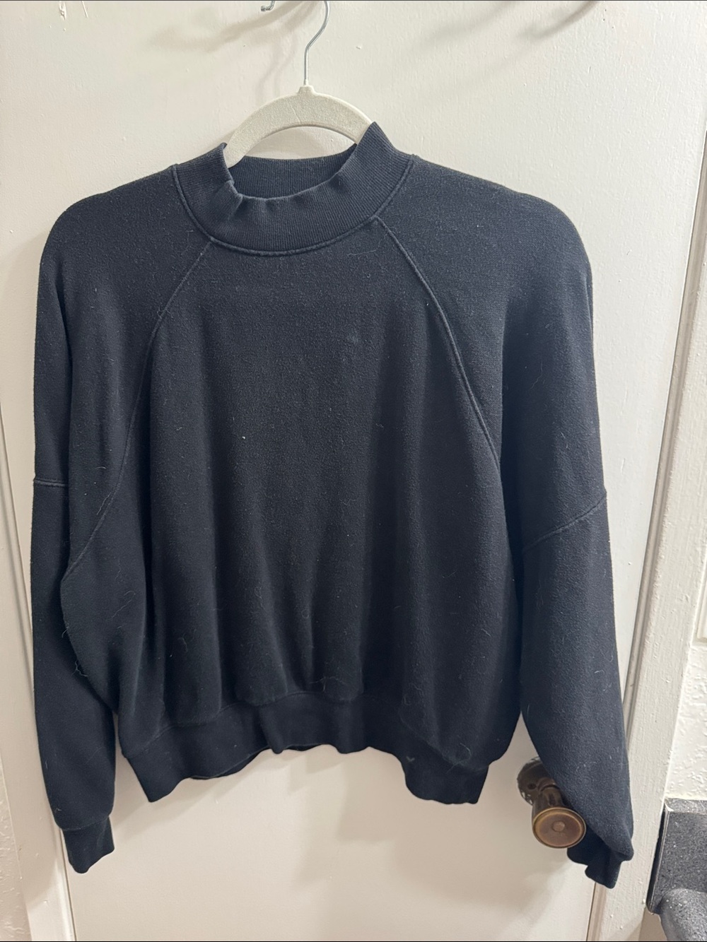 PINK Victoria's Secret Black Crew-Mock Pullover
